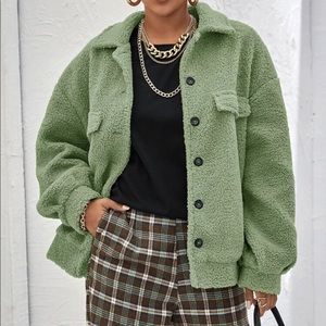 Women’s oversized Green Teddy Coat